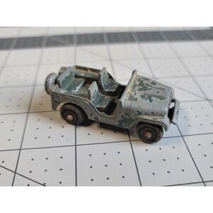 Vintage Midgetoy Green Jeep Made In Rockford Illinois 1950s Die Cast Toy